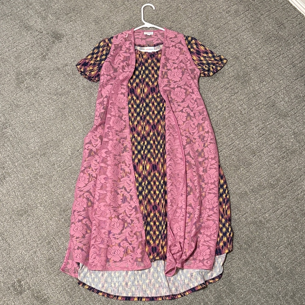 LuLaRoe Lavender/Mauve Joy coverup with Carly Dress